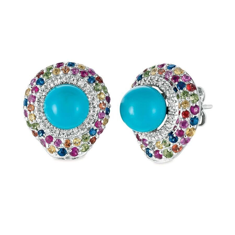 Le Vian Ladies Robins Egg Blueturquoise Earrings Set In 14k Vanilla Gold In Blue
