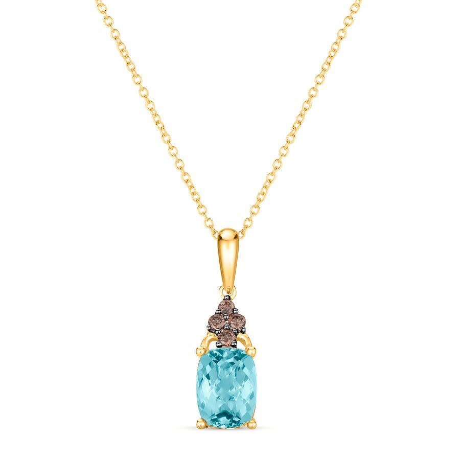 Le Vian Ladies Sea Blue Aquamarine Necklaces Set In 14k Honey Gold In Yellow