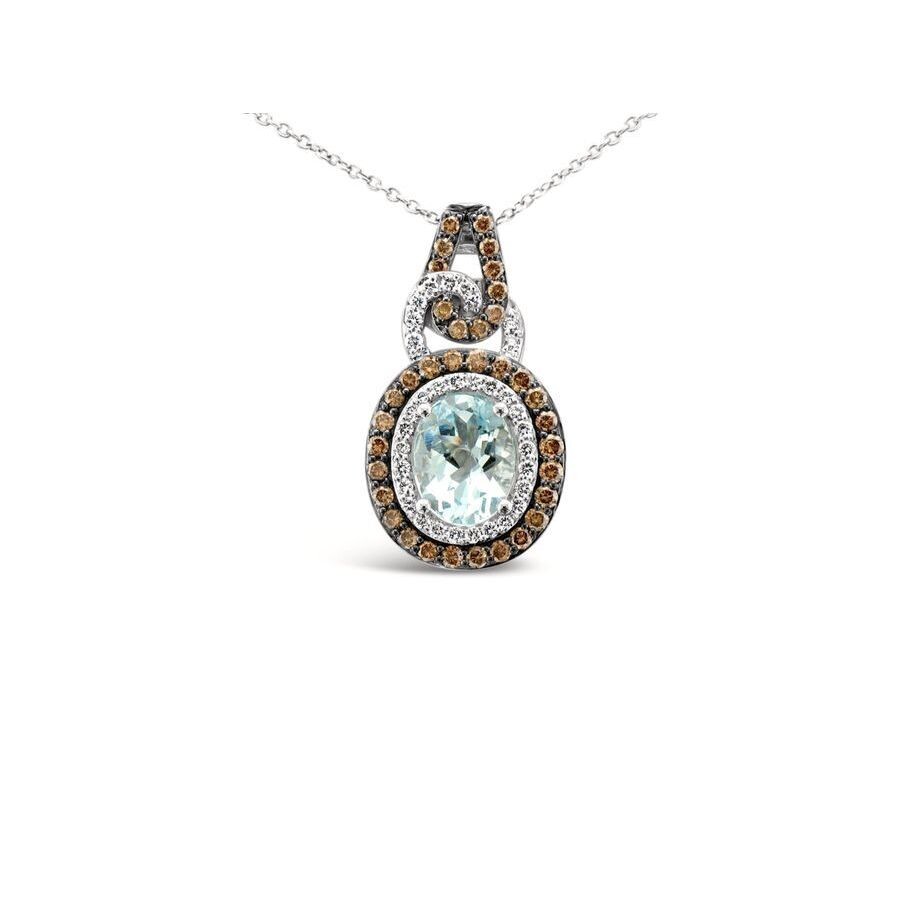 Le Vian Ladies Sea Blue Aquamarine Necklaces Set In 14k Vanilla Gold In Gray