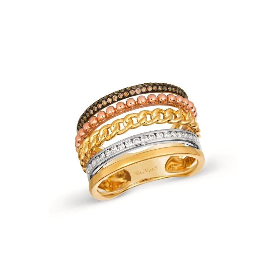 Le Vian Ladies Stacking Rings Set In 14k Tri Color Gold In Gold