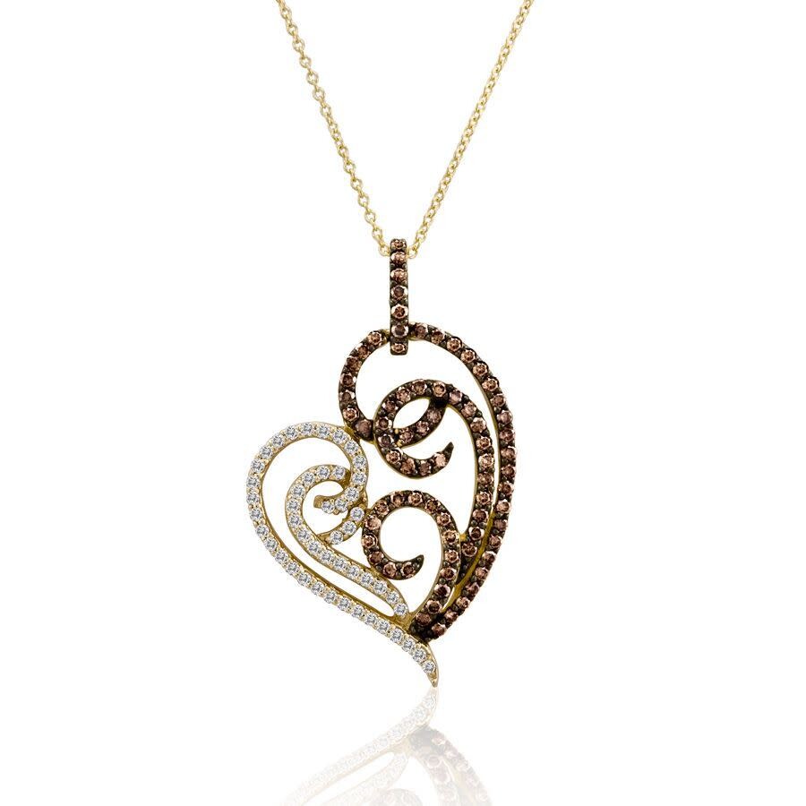 Le Vian Ladies Chocolate Hearts Necklaces Set In 14k Honey Gold In Yellow