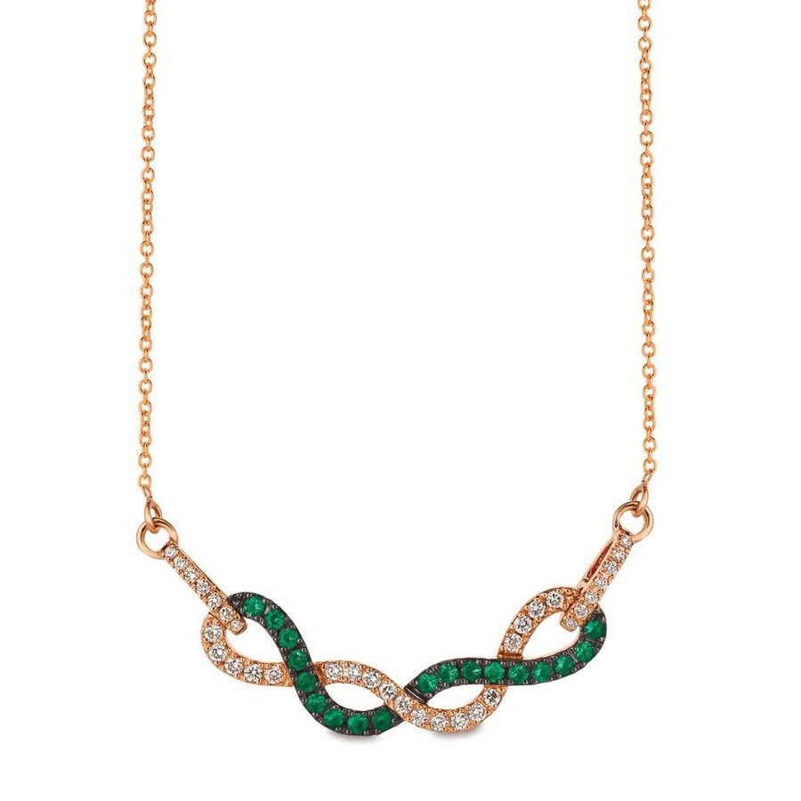 Le Vian Ladies Costa Smeralda Emeralds Necklaces Set In 14k Strawberry Gold In Pink/rose Gold Tone/gold Tone