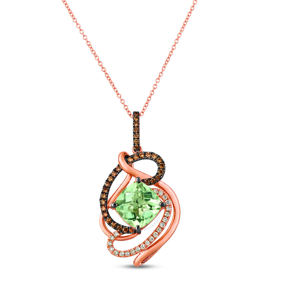 Le Vian ® 14k Rose Gold 3.73 Ct. Tw. Diamond & Green Quartz Pendant Necklace In Yellow