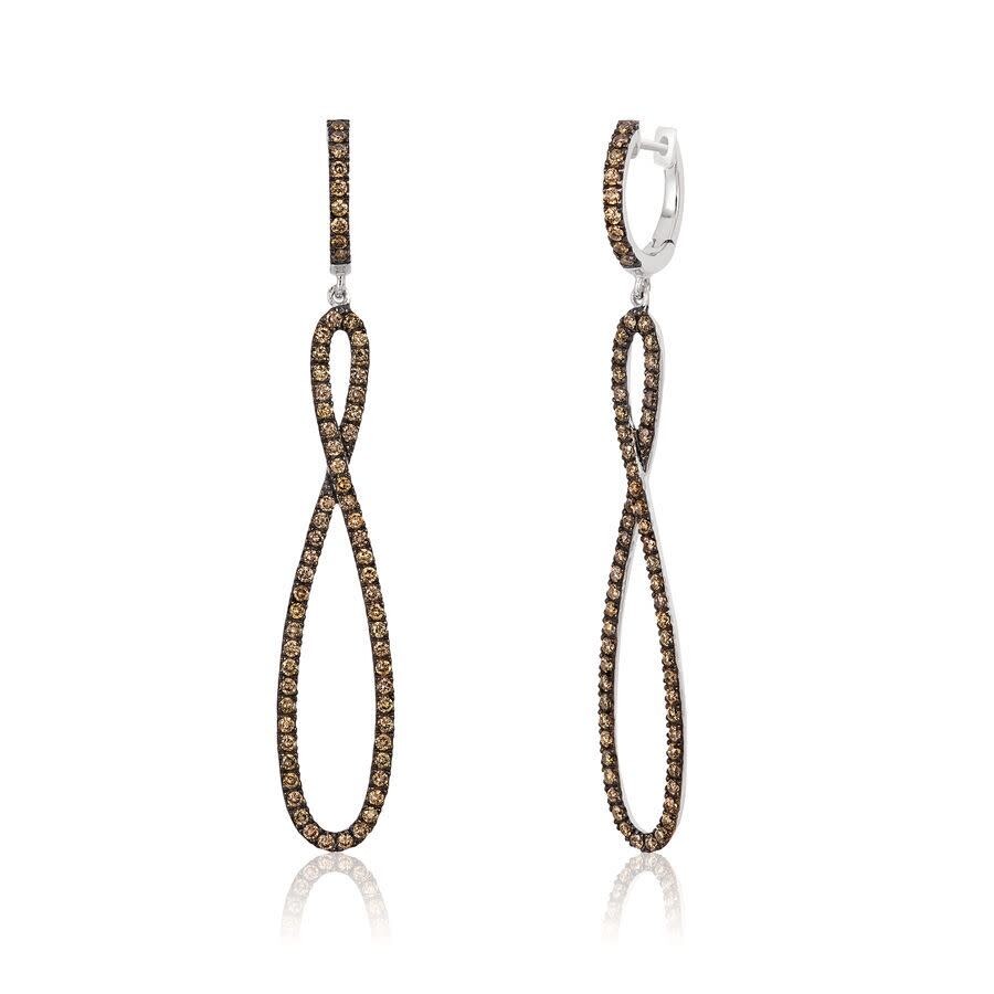 Le Vian Ladies Chocolate Diamonds Fashion Earrings In 14k Vanilla Gold In Brown