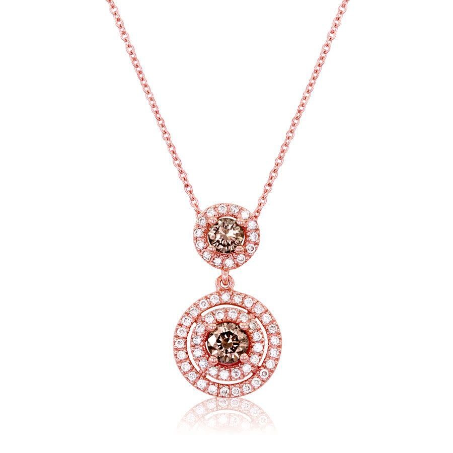 Le Vian Ladies' Chocolate Diamonds Fashion Pendant In 14k Strawberry Gold In Brown