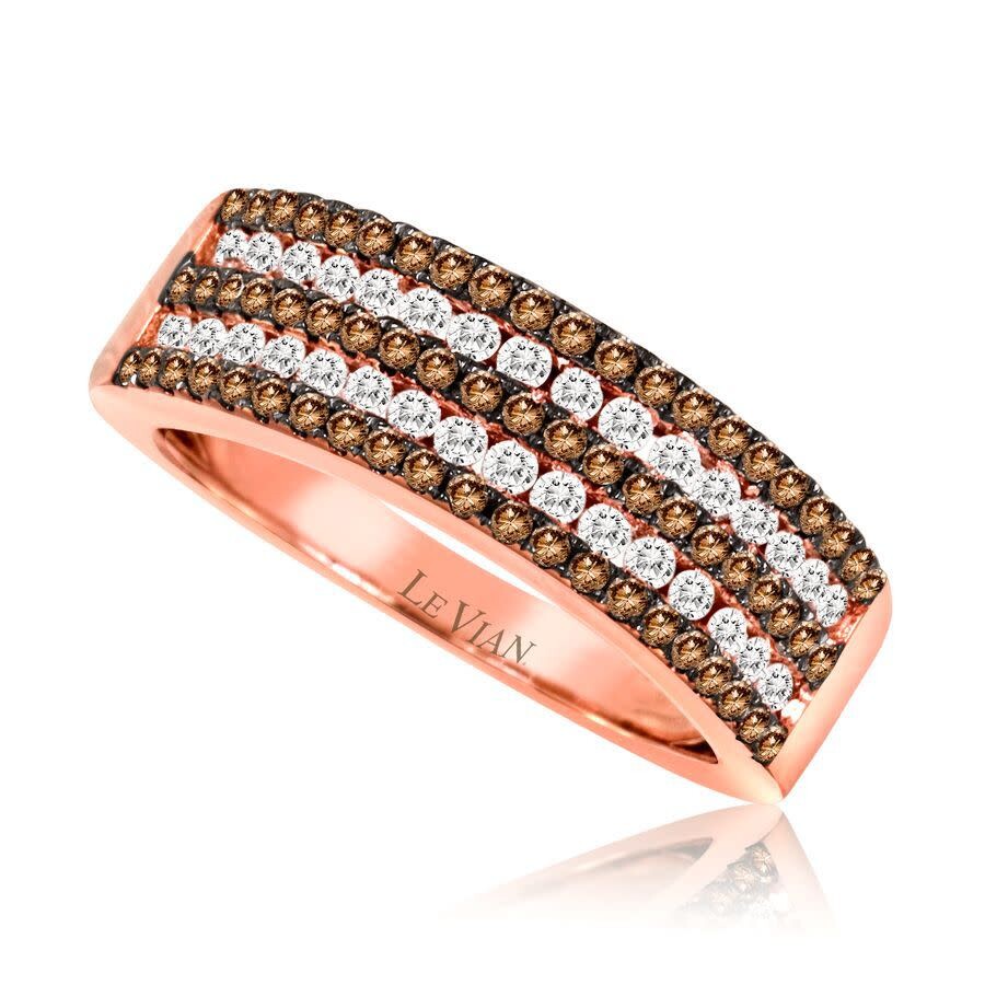 Le Vian Ladies Chocolate Diamonds Fashion Ring In 14k Strawberry Gold In Brown