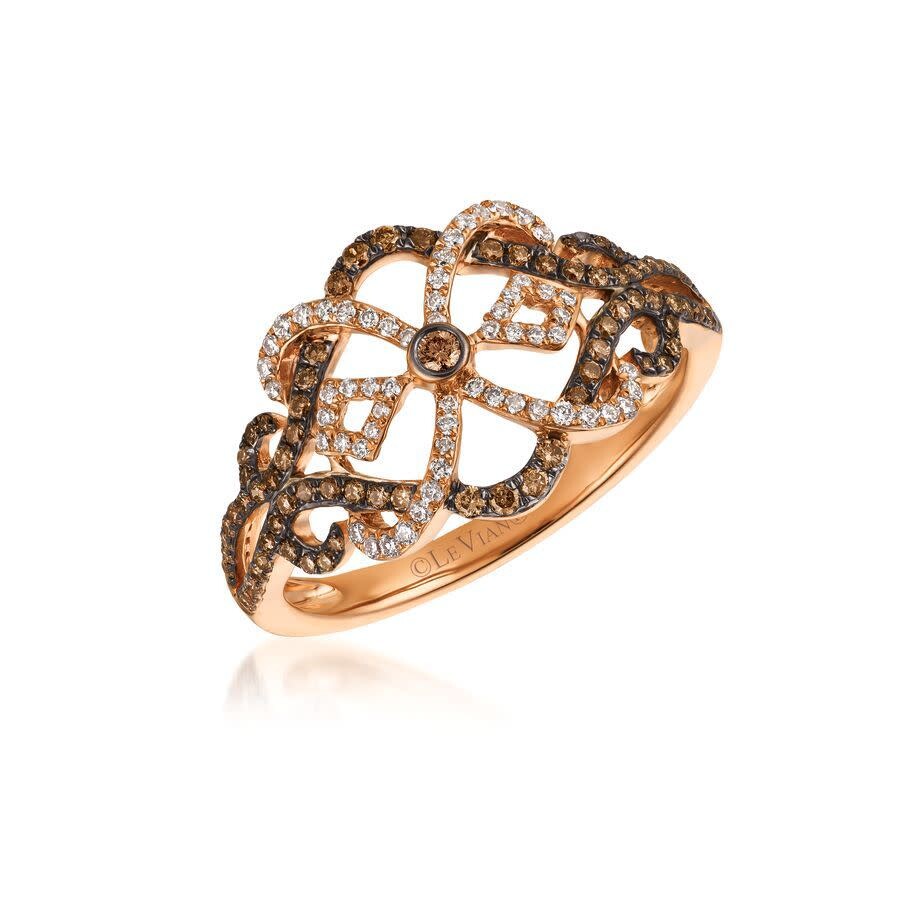 Le Vian Ladies Chocolate Diamonds Fashion Ring In 14k Strawberry Gold In Brown