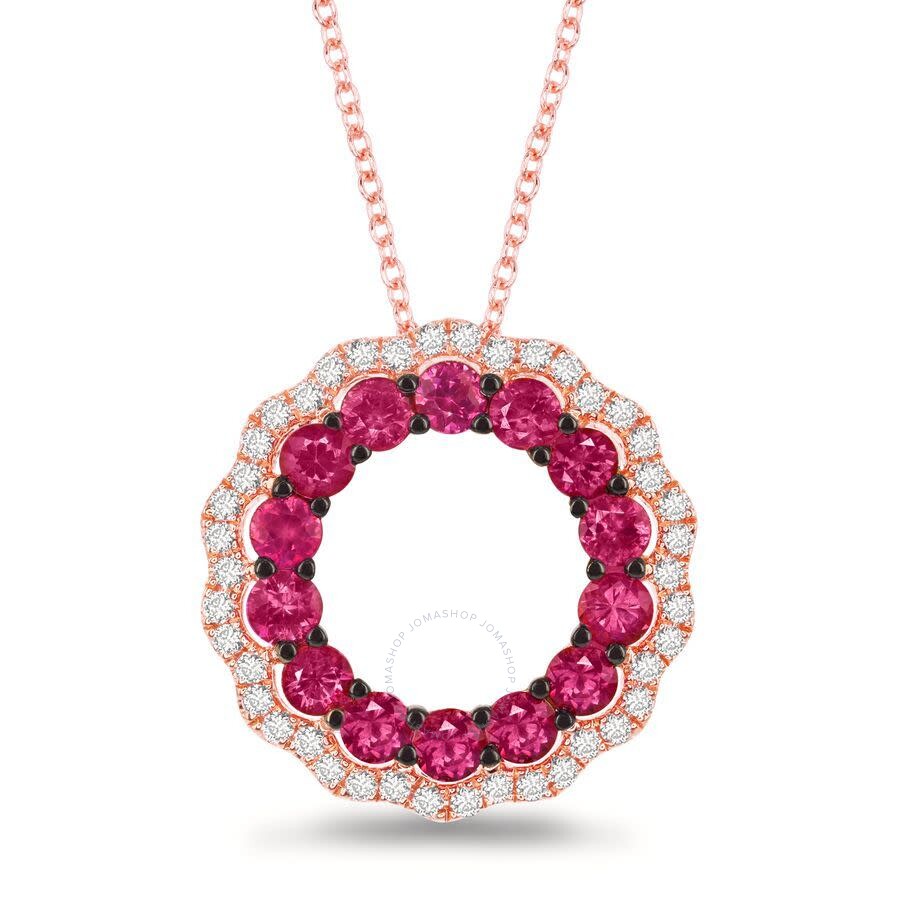 Le Vian ® 14k Strawberry Gold 1.38 Ct. Tw. Diamond & Ruby Pendant Necklace In Red