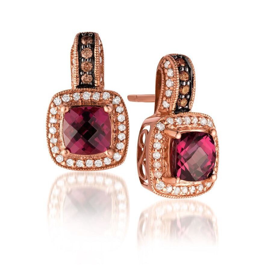 Le Vian Ladies Semi Precious Fashion Earrings In 14k Strawberry Gold In Red
