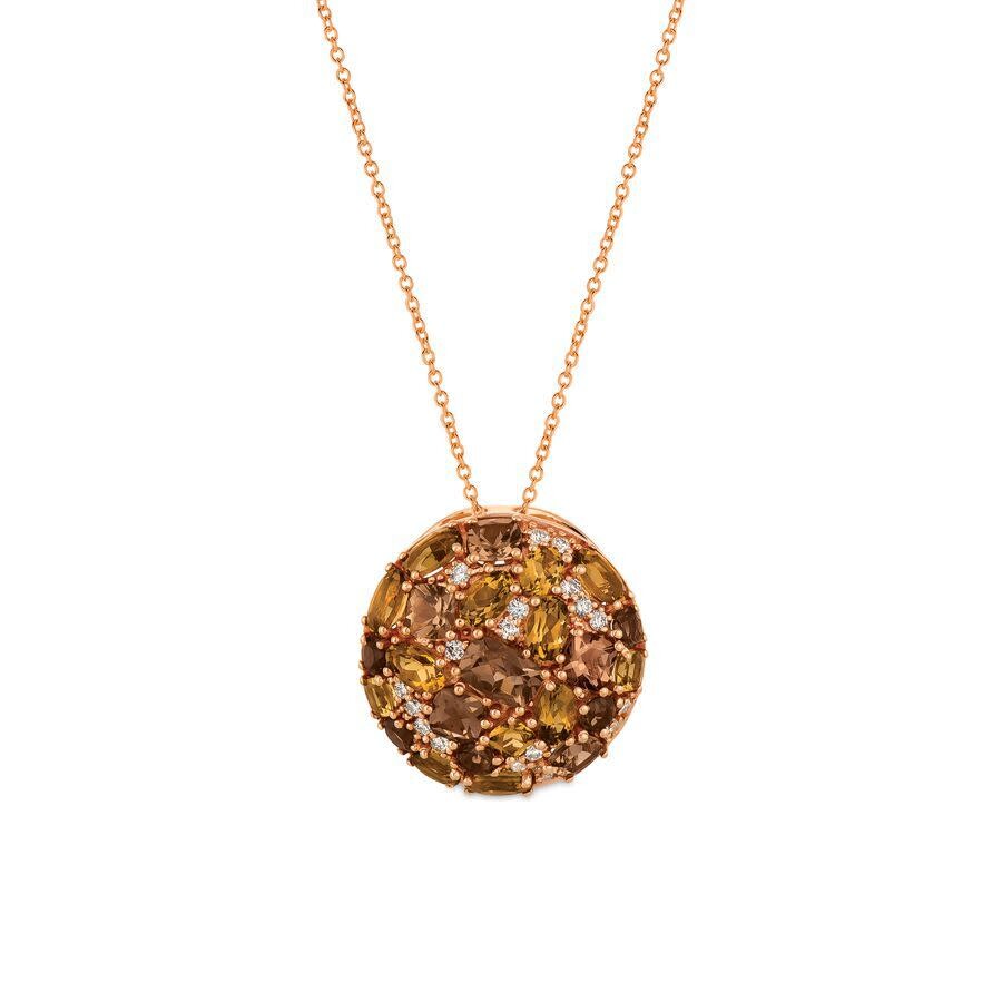 Le Vian Ladies' Semi Precious Fashion Pendant In 14k Strawberry Gold In Brown