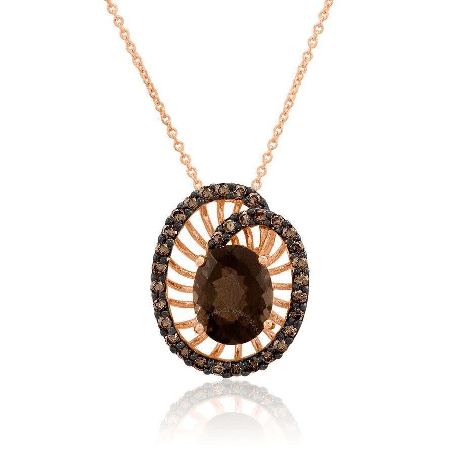 Le Vian 14k 2.63 Ct. Tw. Diamond & Chocolate Quartz Pendant Necklace In Brown