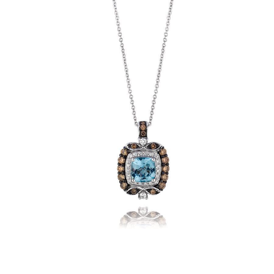 Le Vian Ladies' Semi Precious Fashion Pendant In 14k Vanilla Gold In Blue