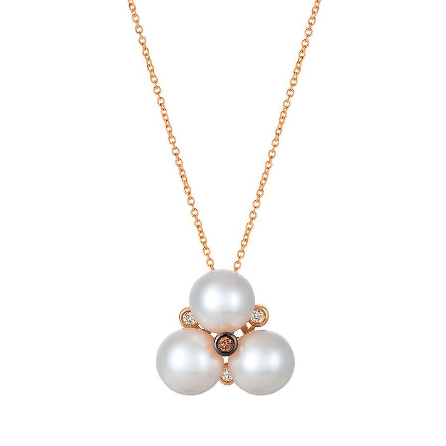 Le Vian Ladies' Wisdom Pearls Fashion Pendant In 14k Strawberry Gold In White