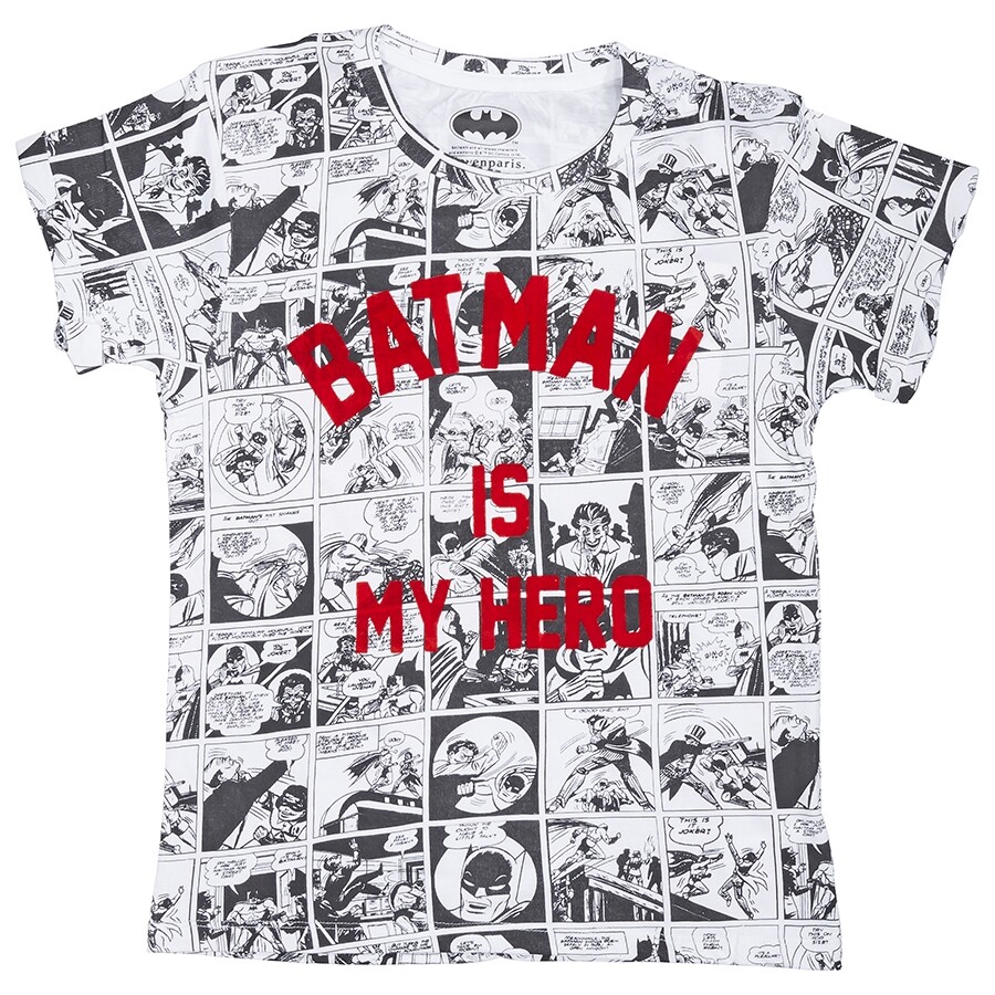 Little Eleven Paris Boys White Batman T-Shirt