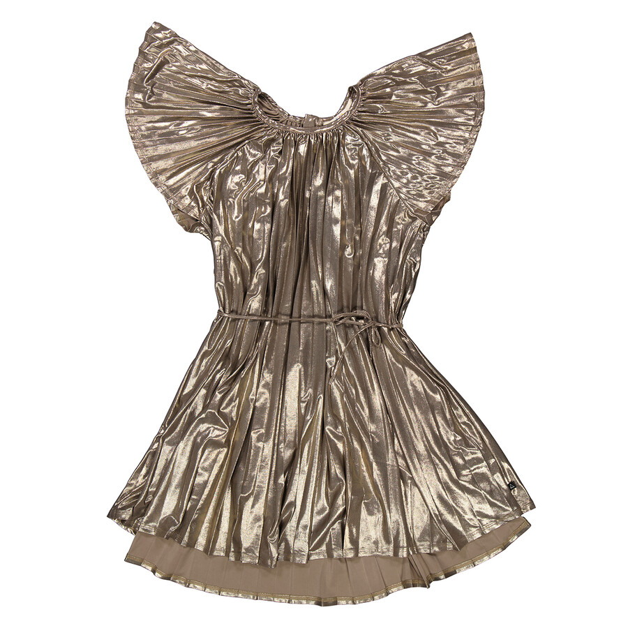 Little Eleven Paris Girls Gold Beren Dress Short