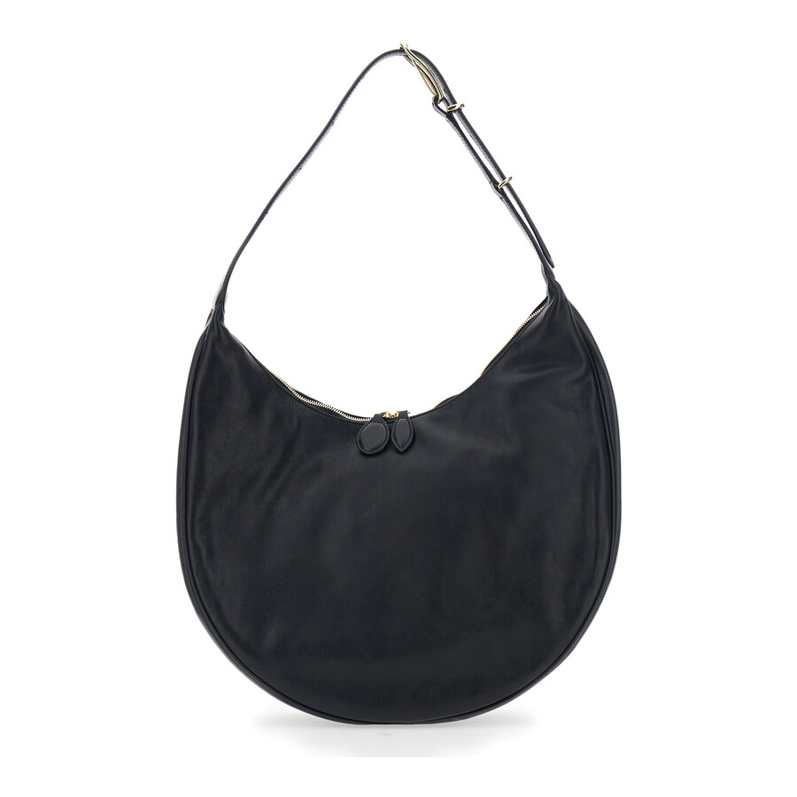 Little Liffner Black Shoulder Bag With Top Handle In Leather In Black