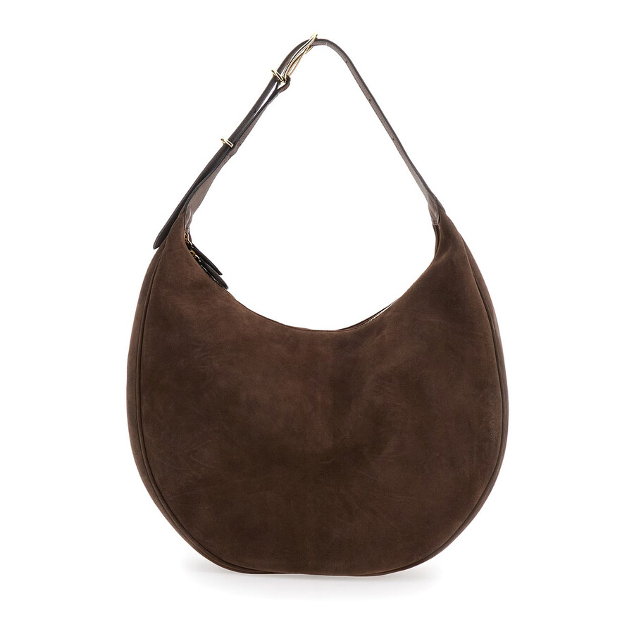 Little Liffner Brown Shoulder Bag With Top Handle In Suede In Brown