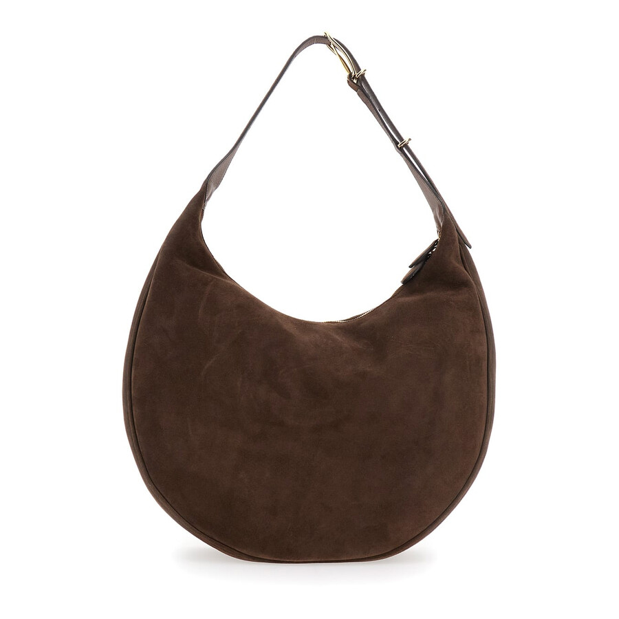 Little Liffner Brown Shoulder Bag With Top Handle In Suede In Brown