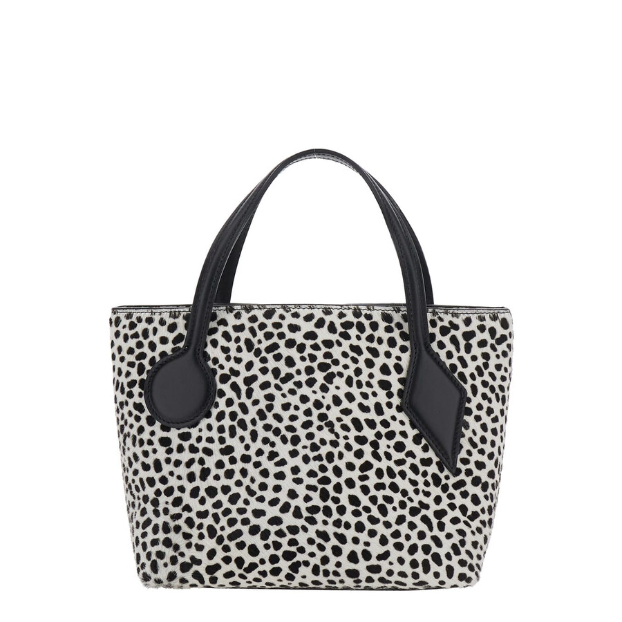 Little Liffner Sprout Black And White Shoulder Bag With All-over Animal Motif In Leather In Multi