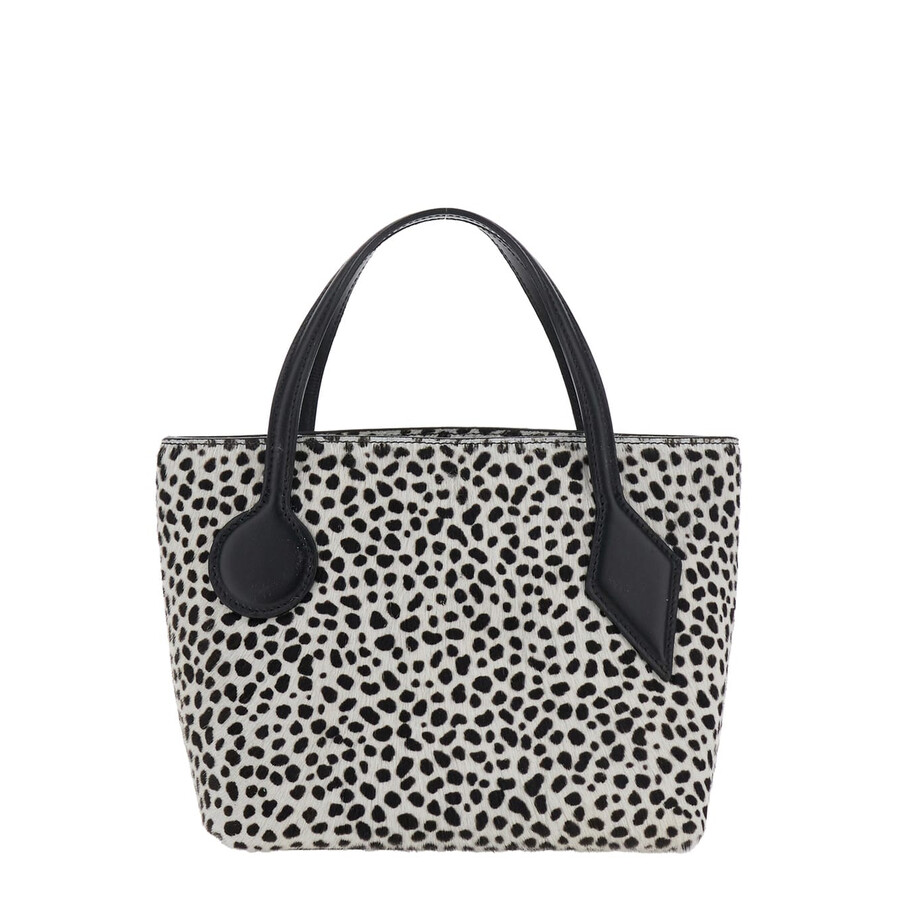 Little Liffner Sprout Black And White Shoulder Bag With All-over Animal Motif In Leather In Multi