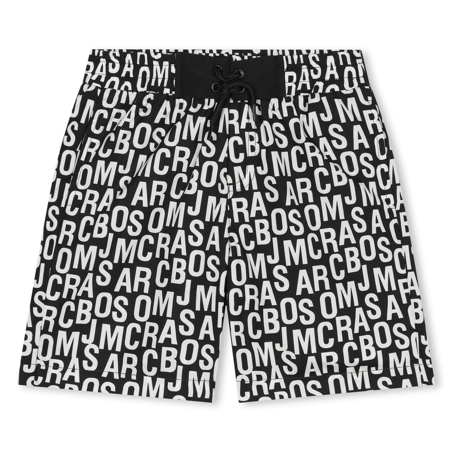 Marc Jacobs Little Boys Logo-print Swim Shorts In Black