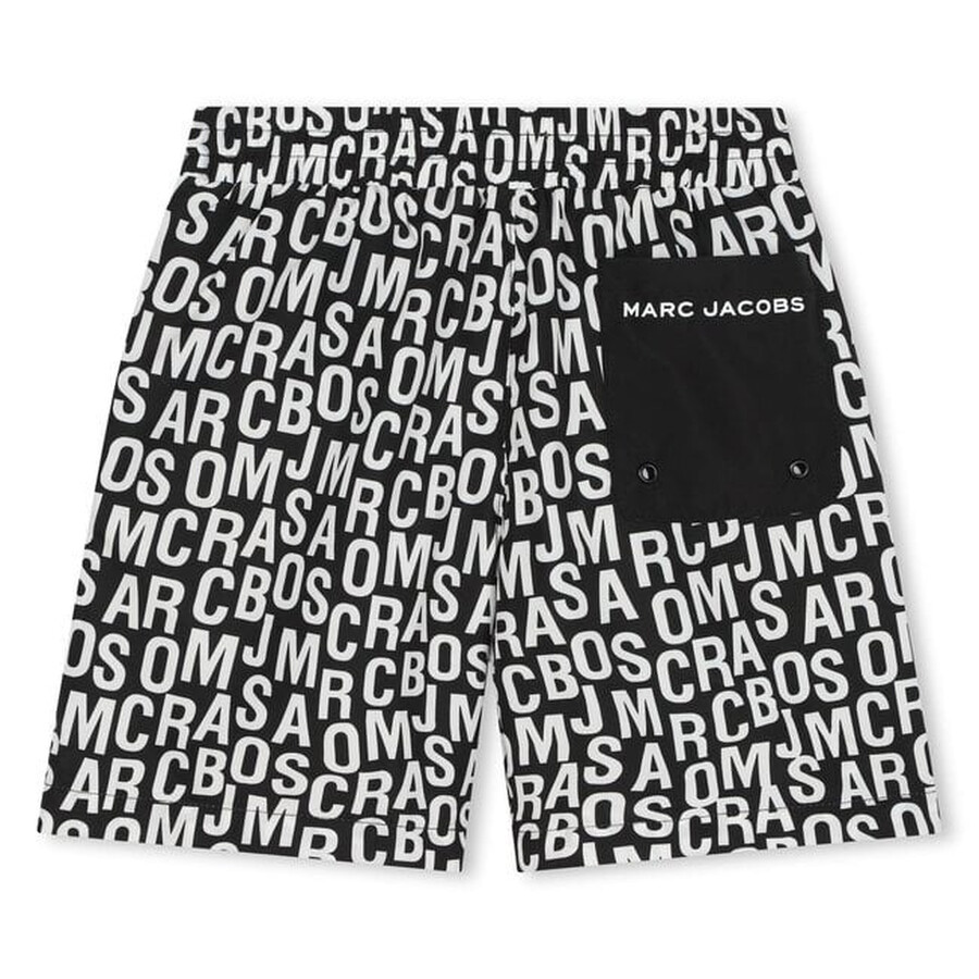 Marc Jacobs Little Boys Logo-print Swim Shorts In Black