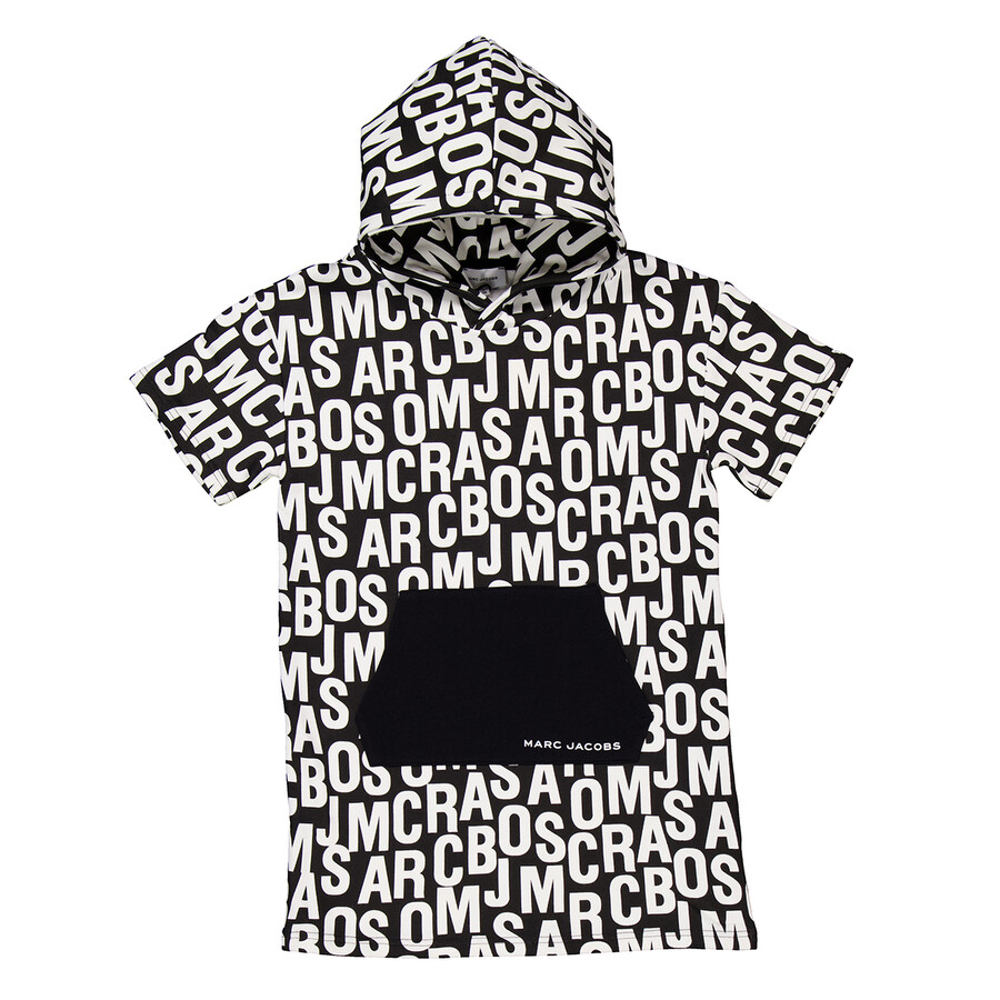 Girls All-Over Logo Print Cotton-Blend Dress