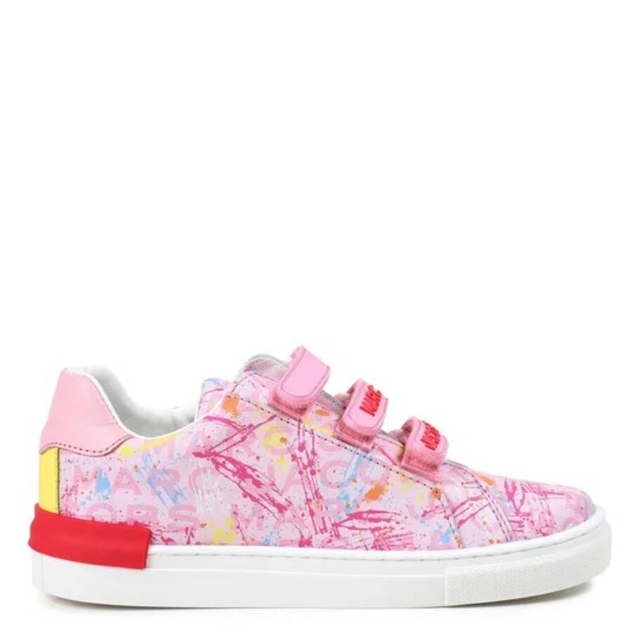 Marc Jacobs Little  Girls Ink Splash Logo Velcro Sneakers In Pink