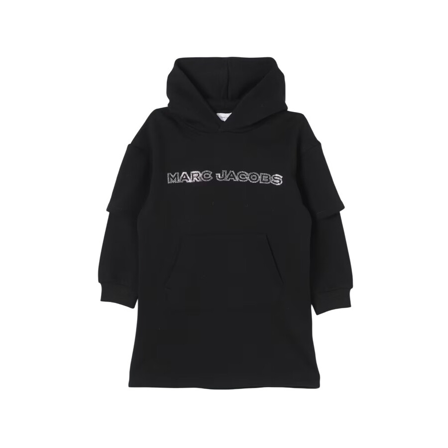 Marc Jacobs Little Girls Layered Fleece Logo Dress In Black