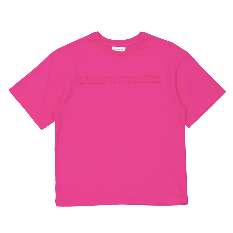 Marc Jacobs Little Girls Logo Embroidery Cotton T-shirt In Beige