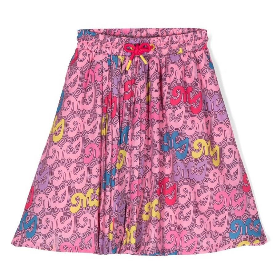 Marc Jacobs Little Girls Monogram Pleated Skirt In Beige