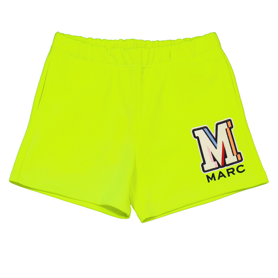 Marc Jacobs Little Girls Ochre Embroidered Fleece Logo Shorts