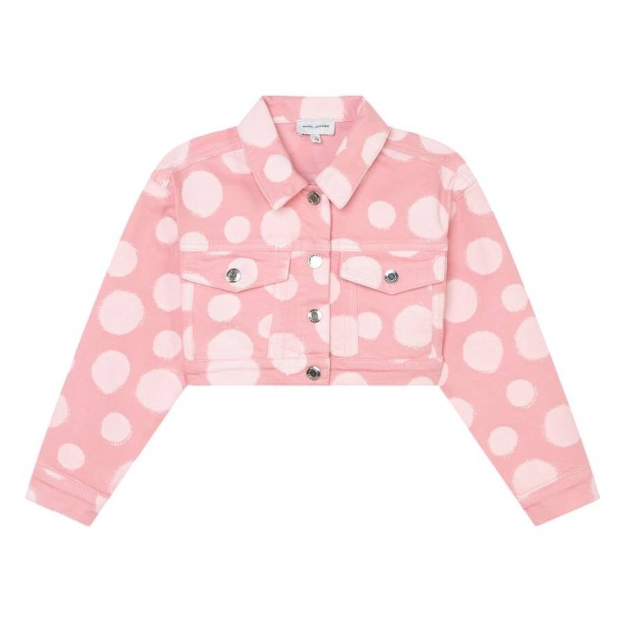 Marc Jacobs Little Girls Polka-dot Cotton Denim Jacket In Pink