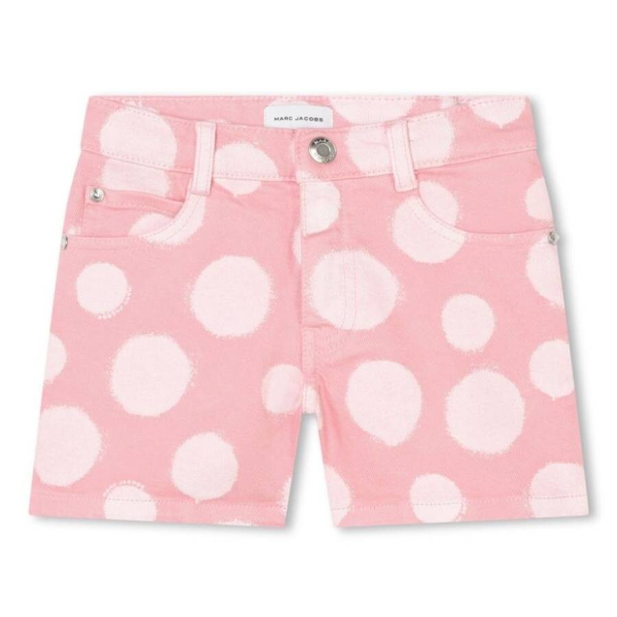 Marc Jacobs Pink Shorts For Girl With All-over Polka Dots In Pink