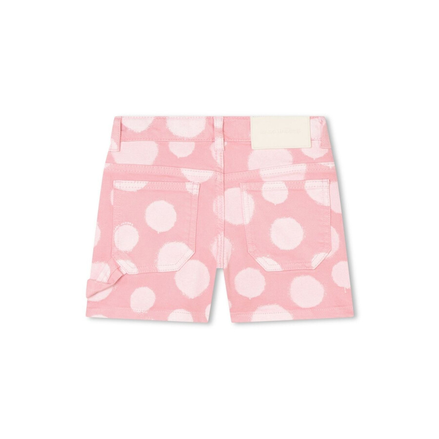 Marc Jacobs Pink Shorts For Girl With All-over Polka Dots In Pink