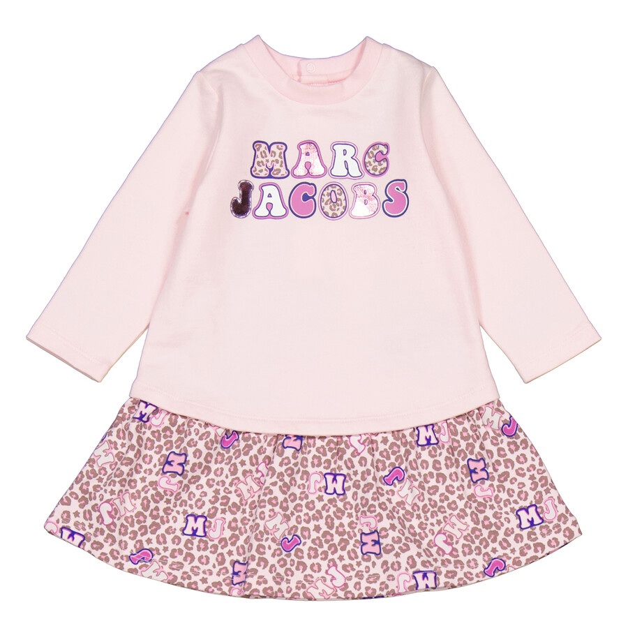Little Marc Jacobs Infant Pink Leo Logo Print Sweater Dress, Size 3M