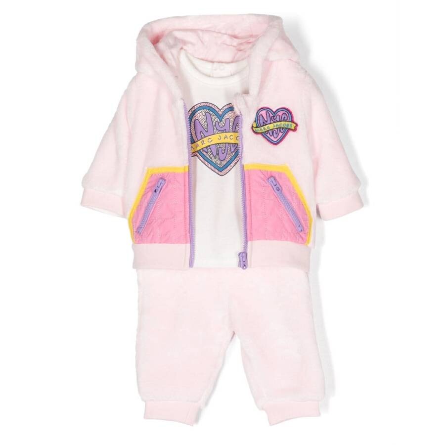 Marc Jacobs Little Kids 3 Piece Heart Logo Tracksuit Set In Pink