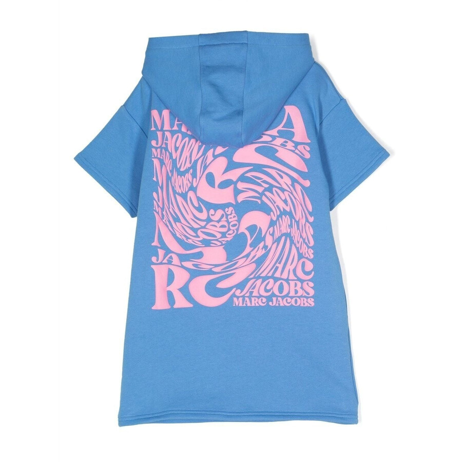 Marc Jacobs Little  Kids Logo Print Hooded Dress In Blue