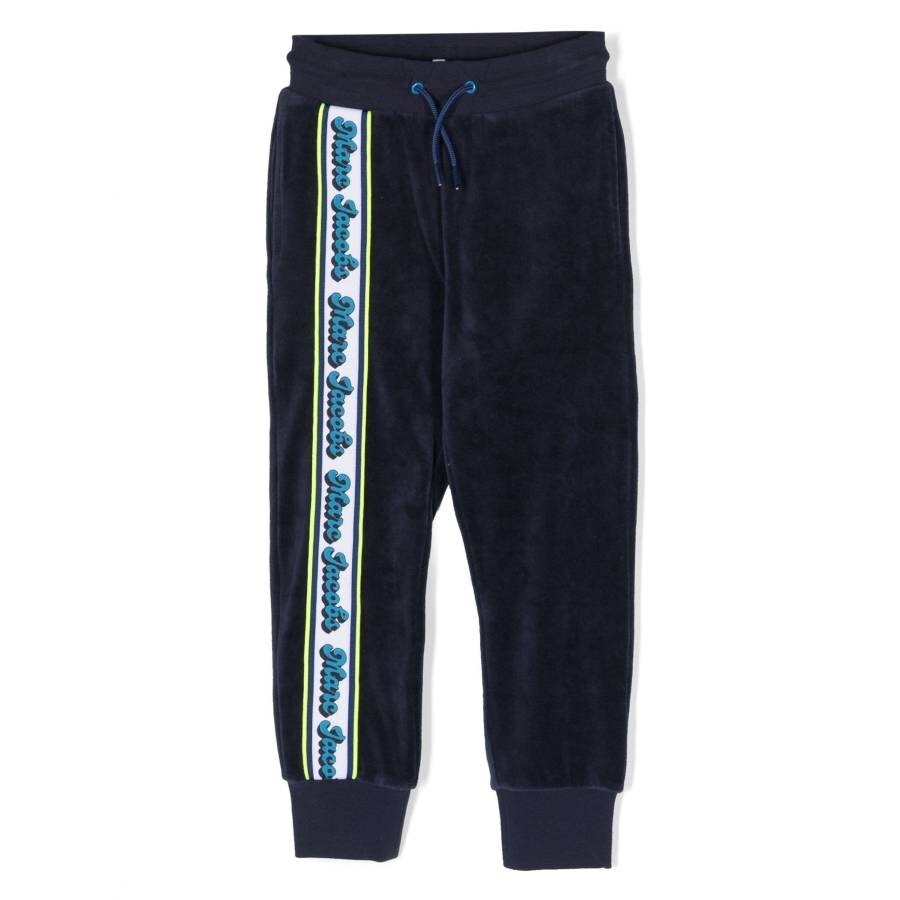 Kids Navy Logo Tape Velvet Sweatpants