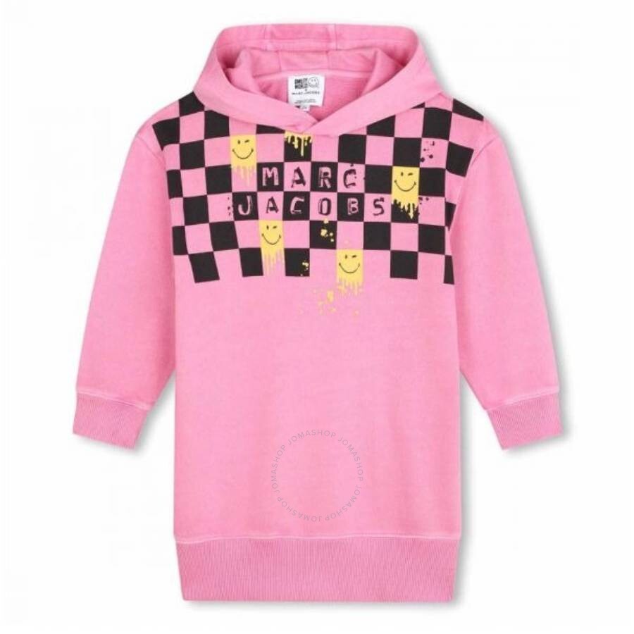 Kids Smiley Check Panel Hooded Dress