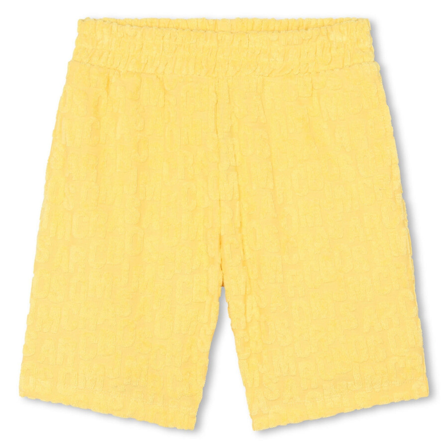 Marc Jacobs Little  Logo-embossed Towelling-finish Cotton-blend Shorts In Yellow/gold Tone