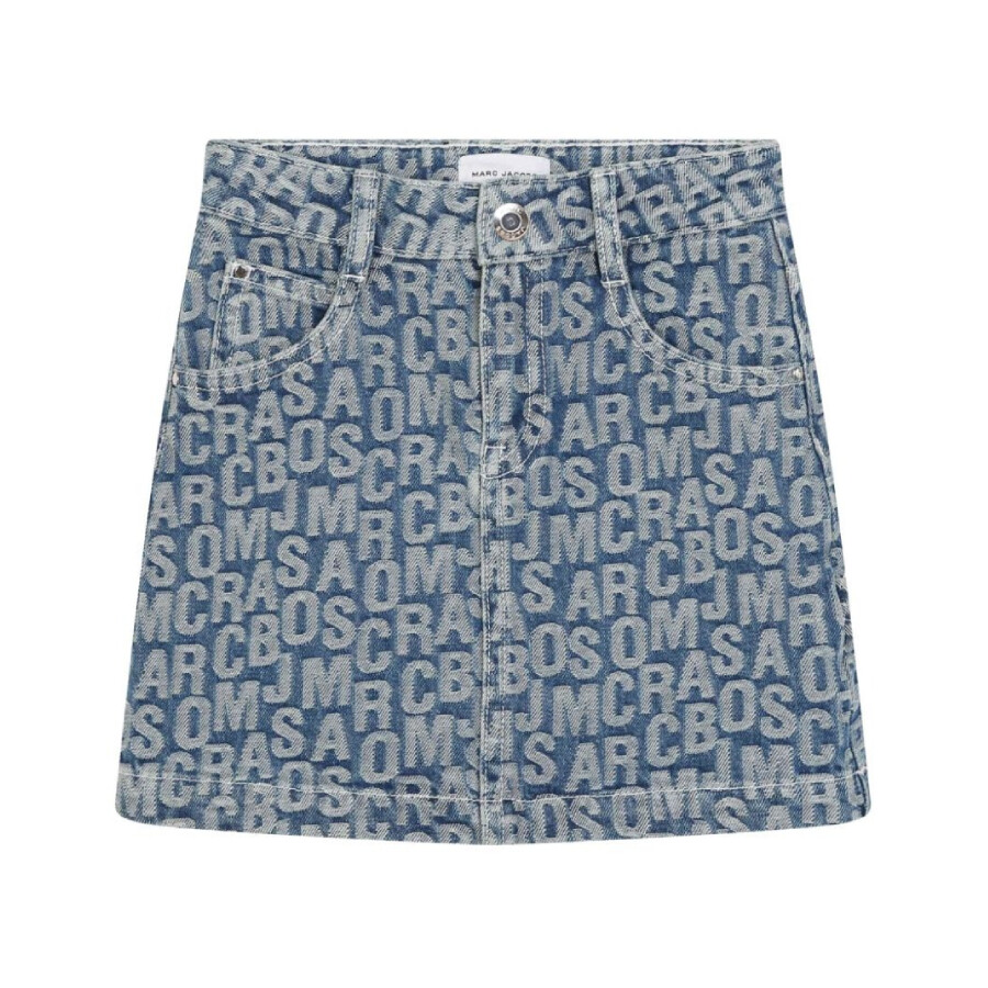 Logo-Jacquard Cotton Denim Skirt
