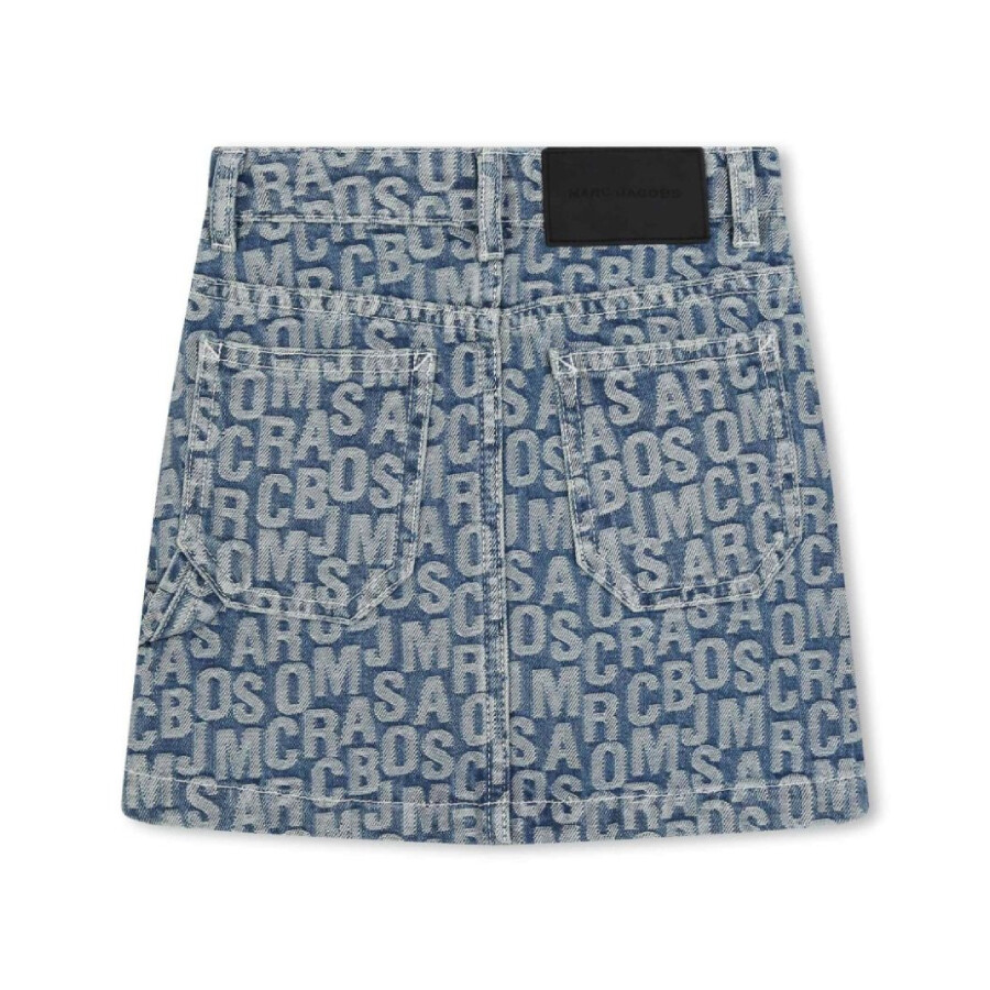 Marc Jacobs Little  Logo-jacquard Cotton Denim Skirt In Blue