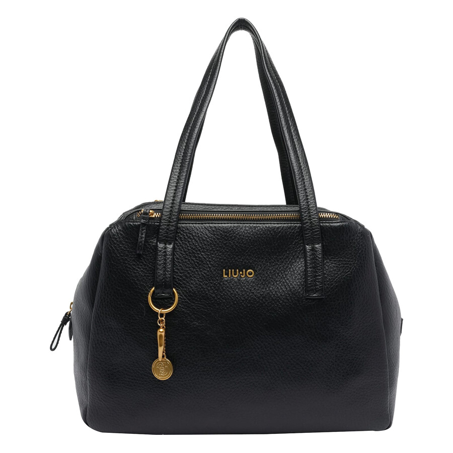 Liu •jo Liu-jo Logo Medium Satchel Bag In Black