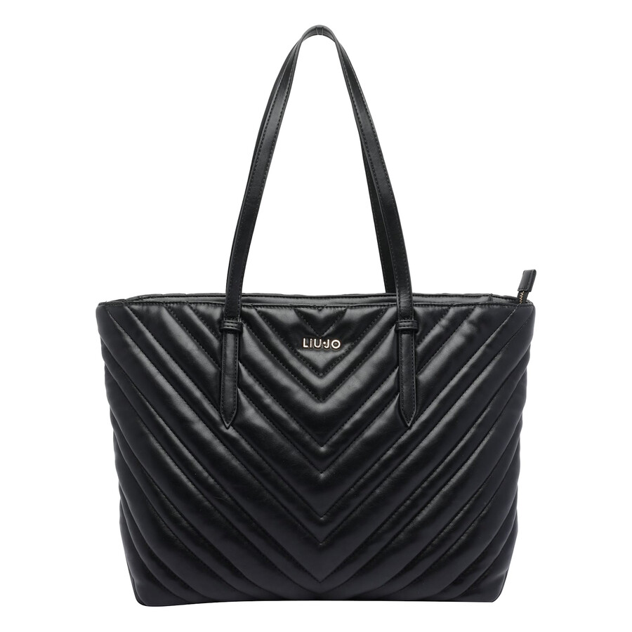 Liu •jo Chevron Pattern Quilted Tote Bag With Straps In Black