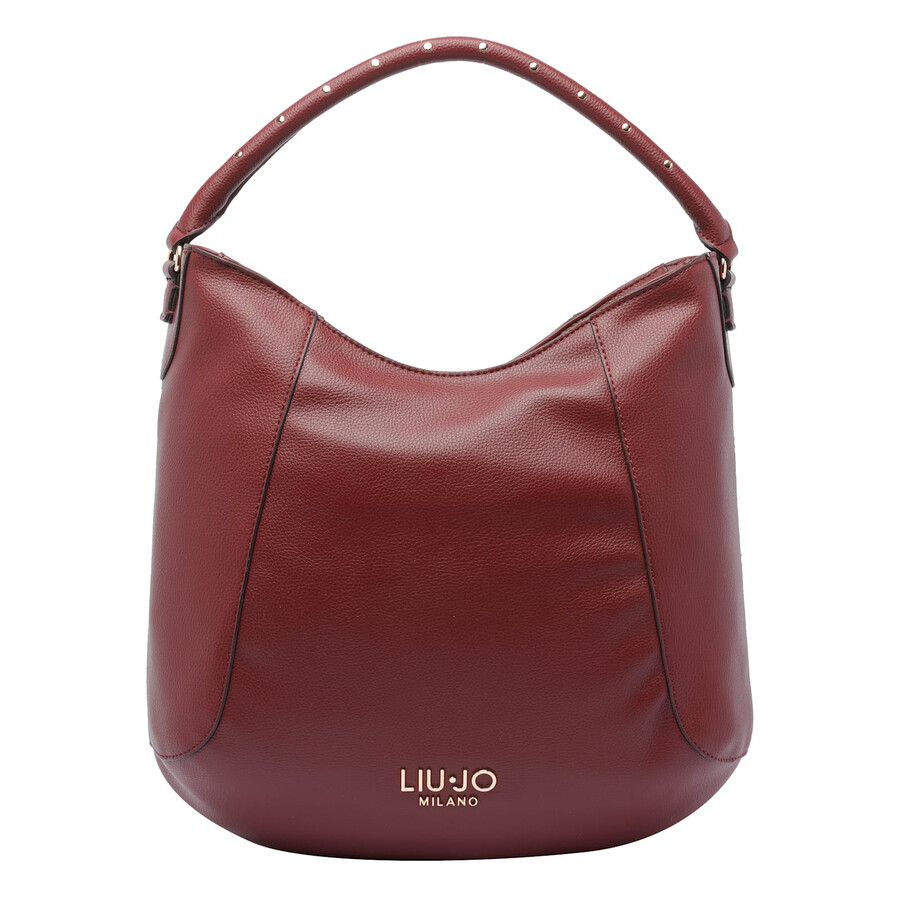 Liu •jo Logo Hobo Tote Bag With Studded Handle In Red