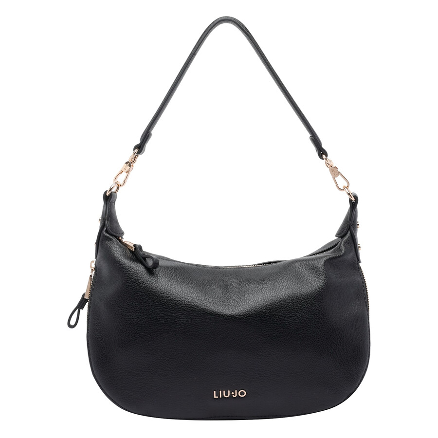 Liu •jo Liu-jo Medium Logo Hobo Bag In Black