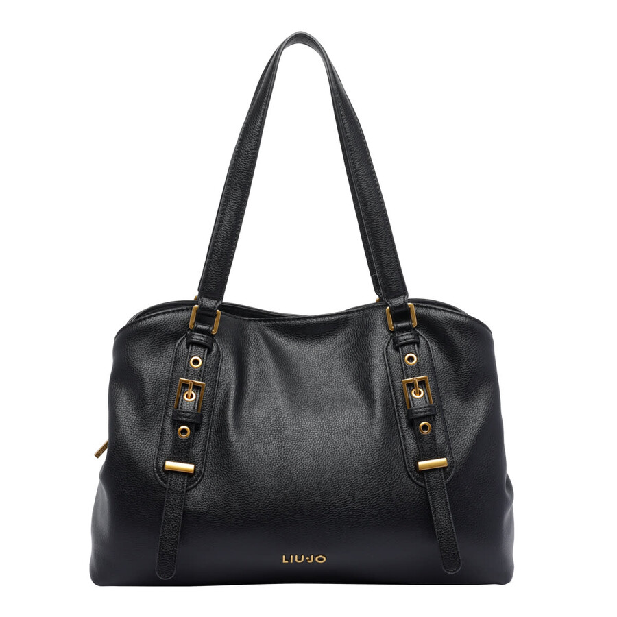Liu •jo Liu-jo Medium Logo Satchel Bag In Black