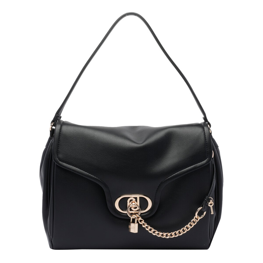 Liu •jo Shoulder Bag With Chain Detail And Padlock Accent In Black