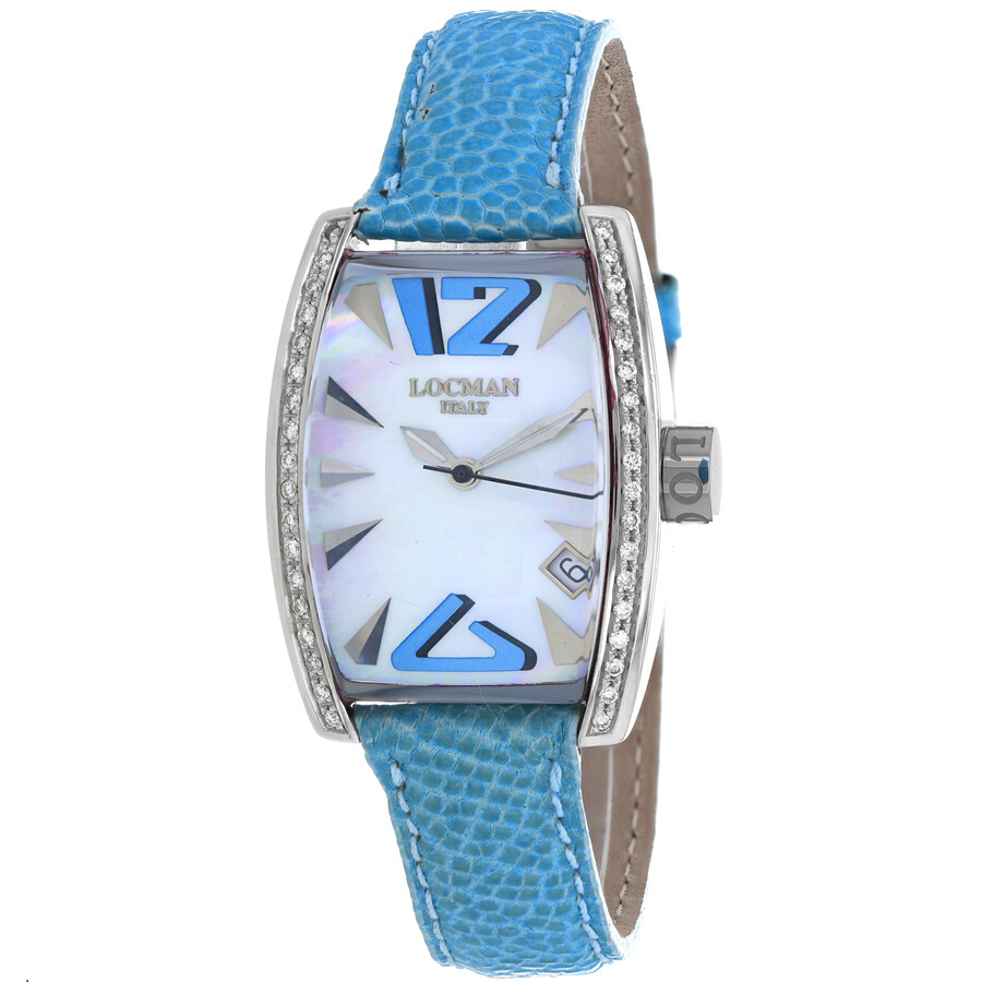 Locman Panorama Quartz White Dial Ladies Watch 151mopskd In Blue / Mop / White